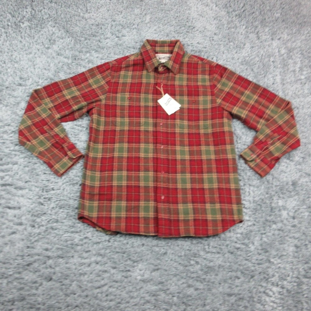 Schott Bros Shirt Mens Large Red Plaid Flannel Button Long Sleeve Cotton NWT